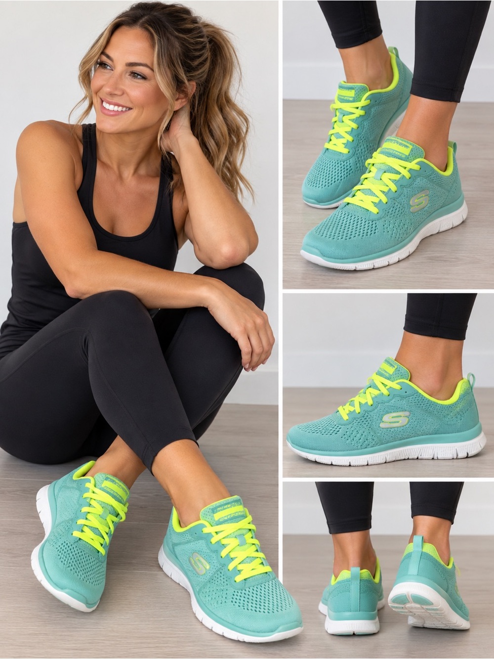 Skechers Flex Appeal Woman’s 7.5 Athletic Sneakers Teal. 0018